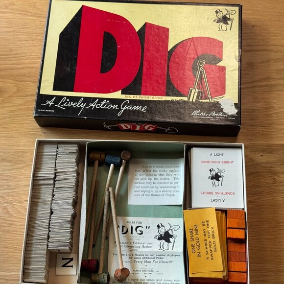 Vintage Parker Brothers Game Dig, A Lively Action Game, Copyright 1940 - Picture 5 of 13